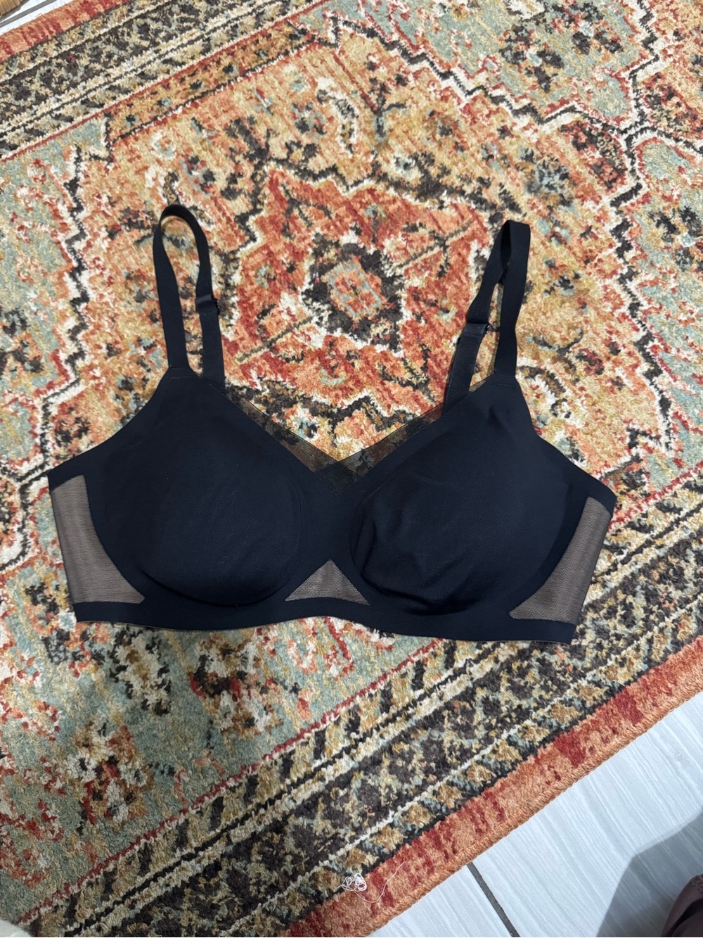 Honeylove Black Seamless Mesh-Trim Wireless Bra